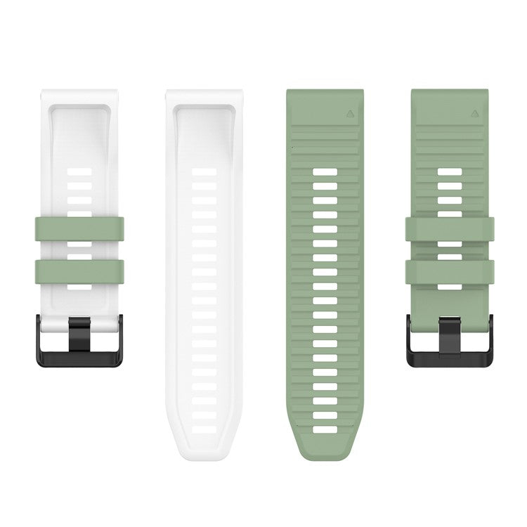 For Garmin Fenix 7X Pro Watch Bands Horizontal Stripes Silicone Dual-color Strap - Pine Needle Green / White