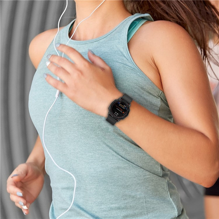 For Garmin Fenix 7X Pro Watch Bands Horizontal Stripes Silicone Dual-color Strap - Pine Needle Green / White