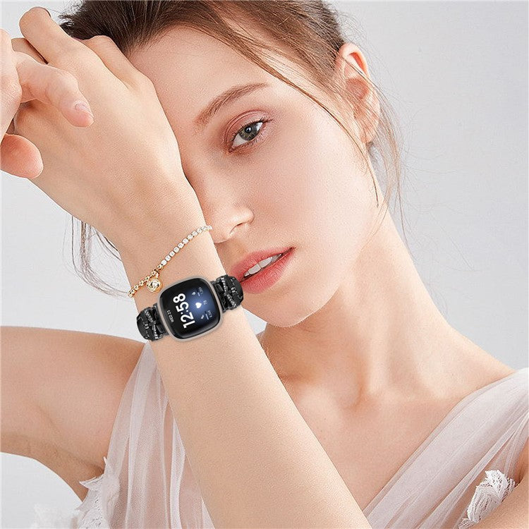 Black Buckle Wrist Band for Fitbit Versa 3 / 4 / Sense / Sense 2 Butterfly Connector Smart Watch Strap - Black