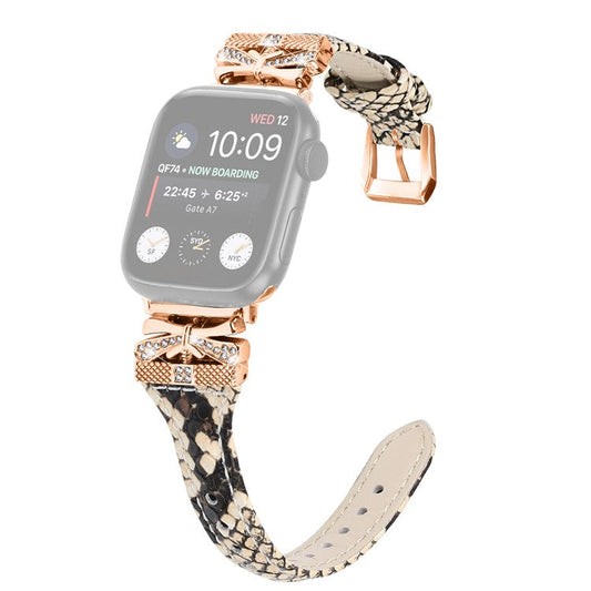 Rose Gold Buckle Watchband for Apple Watch Series 10 46mm / Ultra 2 Ultra 49mm /  Series 9 8 7 45mm / 6 5 4 SE (2023) SE (2022) SE 44mm / 3 2 1 42mm - Snake Texture