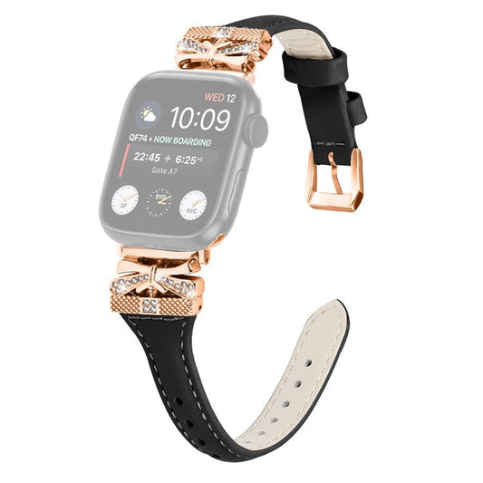 Rose Gold Buckle Watchband for Apple Watch Series 10 46mm / Ultra 2 Ultra 49mm /  Series 9 8 7 45mm / 6 5 4 SE (2023) SE (2022) SE 44mm / 3 2 1 42mm - Black