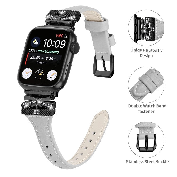 Watchband for Apple Watch Series 10 42mm / 9 8 7 41mm / SE (2023) SE (2022) SE 6 5 4 40mm / 3 2 1 38mm Black Buckle Watch Strap - Grey