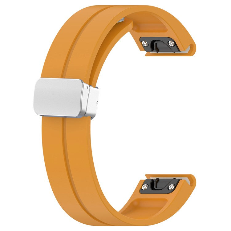 For Garmin Fenix 7S / 6S Pro / 5S Plus / Instinct 2S Silicone Watch Bands Silver Buckle 20mm Strap - Dark Yellow