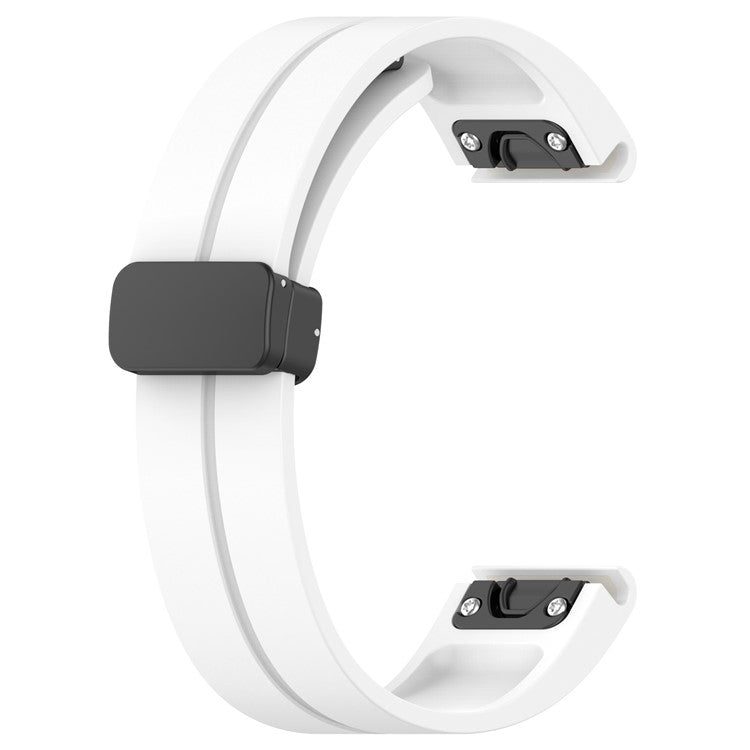 For Garmin Fenix 7 / Forerunner 965 / 955 / 945 / 935 Silicone Band Black Buckle 22mm Watch Strap - White