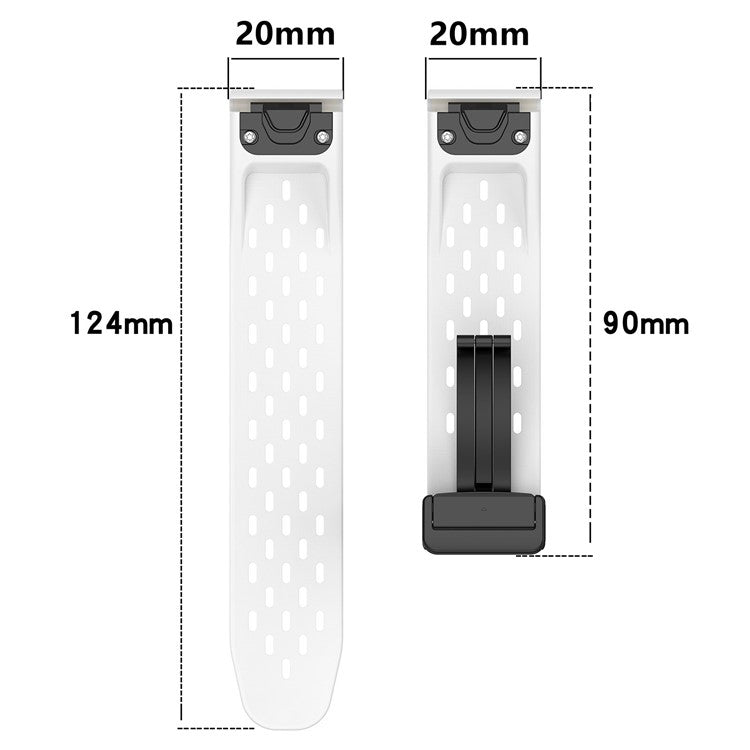 For Garmin Fenix 7S / Instinct 2S / Fenix 6S / Fenix 6S Pro Breathable Strap Folding Buckle 20mm Silicone Watch Band - Purple
