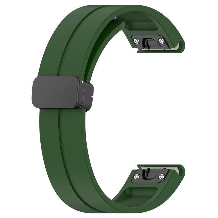 For Garmin Fenix 7S / 7S Pro / Instinct 2S / Fenix 6S Watch Strap 20mm Silicone Watchband with Black Buckle - Army Green