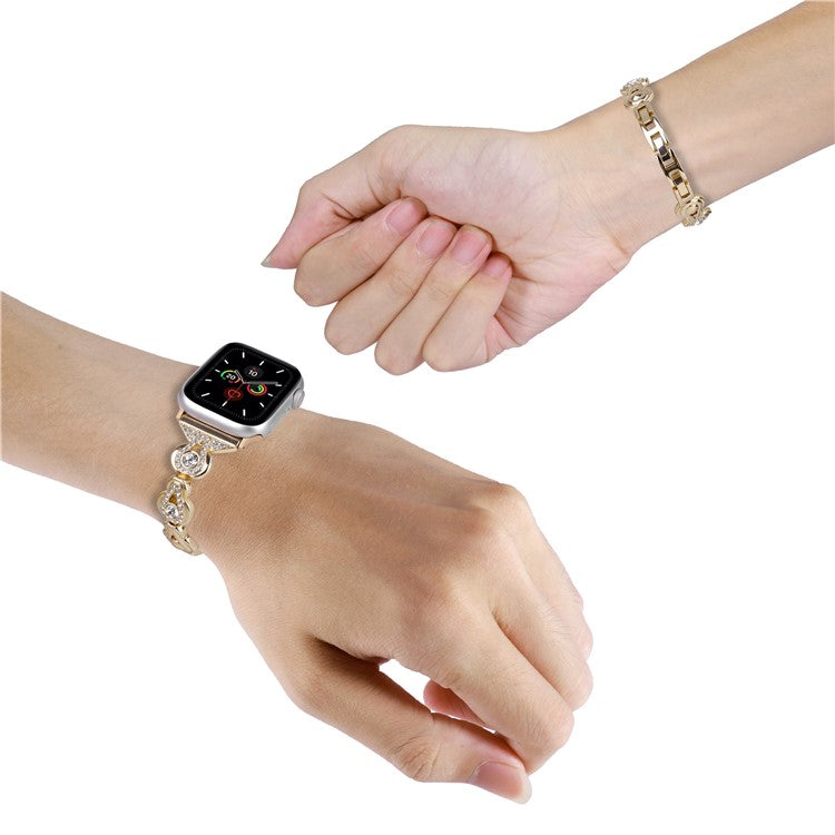 Watch Strap for Apple Watch Series 10 42mm / 9 8 7 41mm / SE (2023) SE (2022) SE 6 5 4 40mm / 3 2 1 38mm Gourd Design Bling Band - Gold