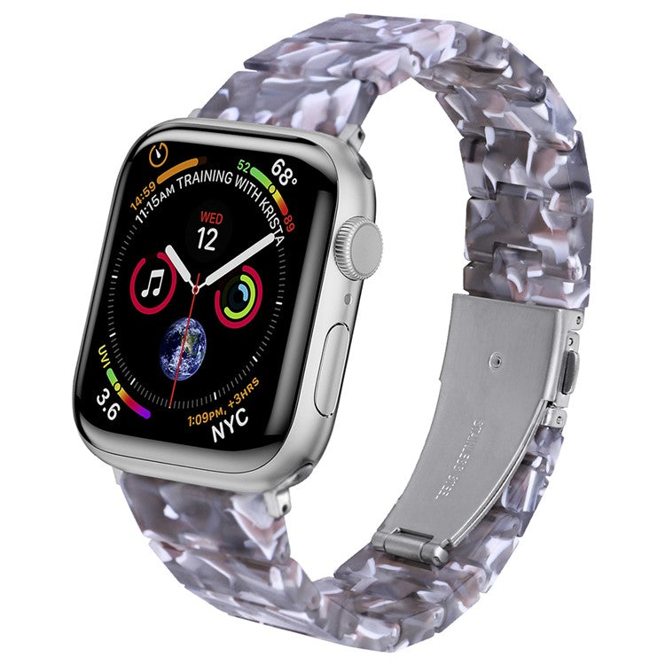Resin Watchband for Apple Watch Series 10 46mm / Ultra 2 Ultra 49mm /  Series 9 8 7 45mm / 6 5 4 SE (2023) SE (2022) SE 44mm / 3 2 1 42mm Wrist Strap - Grey Pink Mix