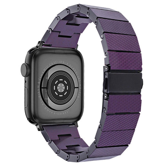 Resin Watchband for Apple Watch Series 10 46mm / Ultra 2 Ultra 49mm /  Series 9 8 7 45mm / 6 5 4 SE (2023) SE (2022) SE 44mm / 3 2 1 42mm Wrist Strap - Purple Carbon Fiber