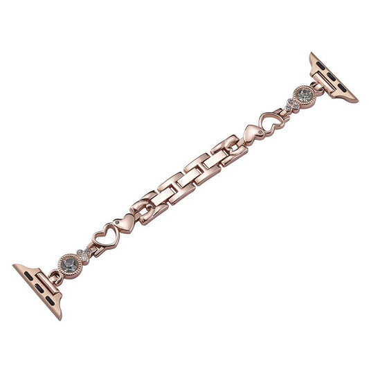 For Apple Watch Series 10 46mm / Ultra 2 Ultra 49mm /  Series 9 8 7 45mm / 6 5 4 SE (2023) SE (2022) SE 44mm / 3 2 1 42mm Rhinestone Decor Watch Band - Rose Gold