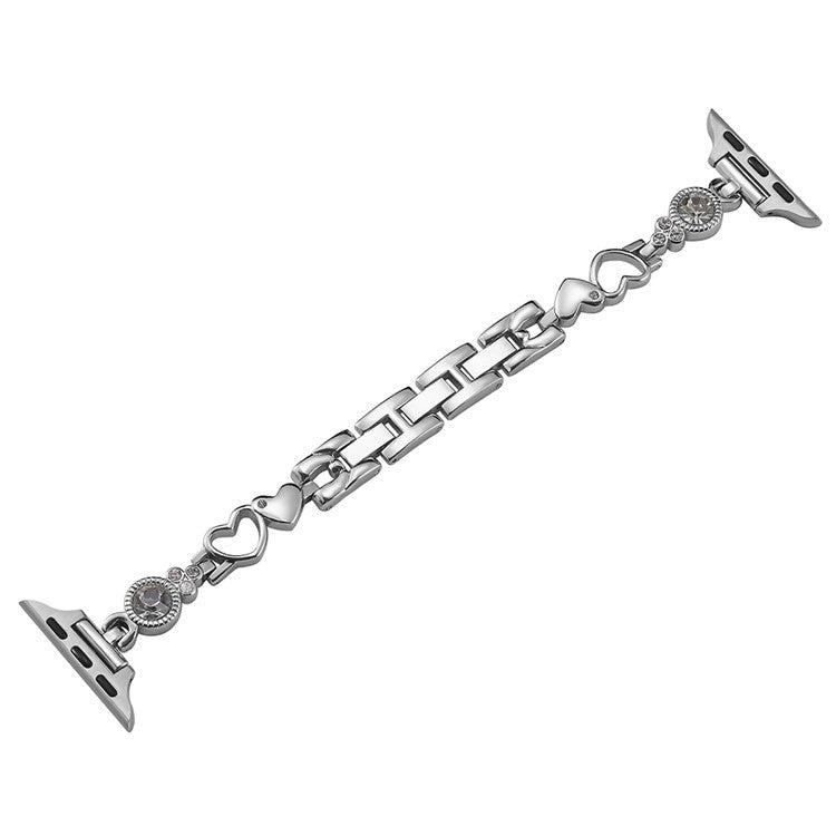 For Apple Watch Series 10 46mm / Ultra 2 Ultra 49mm /  Series 9 8 7 45mm / 6 5 4 SE (2023) SE (2022) SE 44mm / 3 2 1 42mm Rhinestone Decor Watch Band - Silver