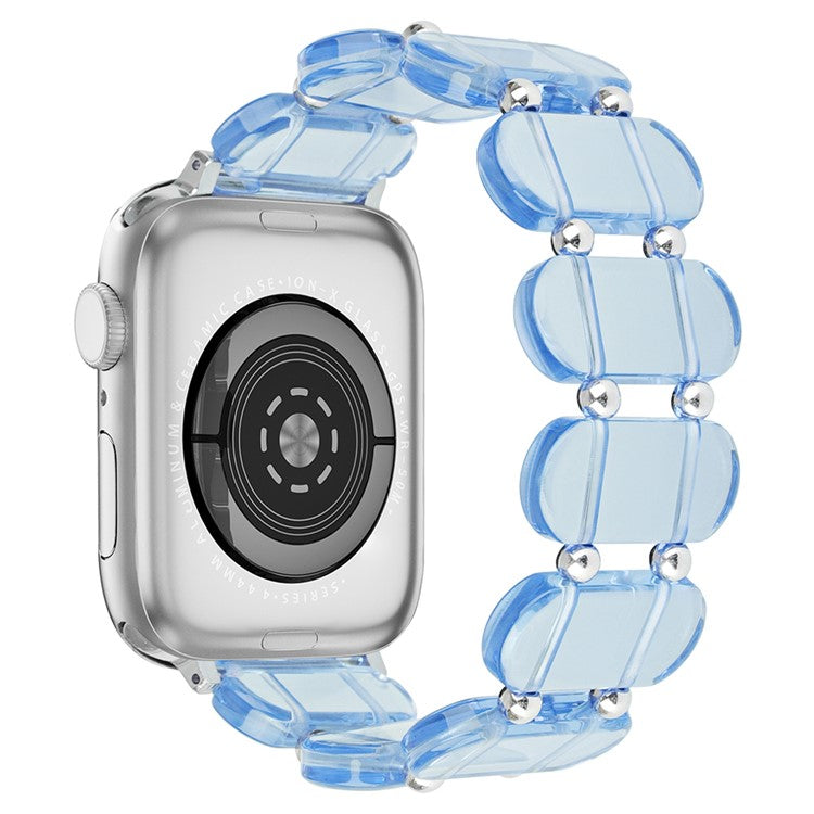 For Apple Watch Series 10 46mm / Ultra 2 Ultra 49mm /  Series 9 8 7 45mm / 6 5 4 SE (2023) SE (2022) SE 44mm / 3 2 1 42mm Elastic Resin Watch Band - Transparent Blue