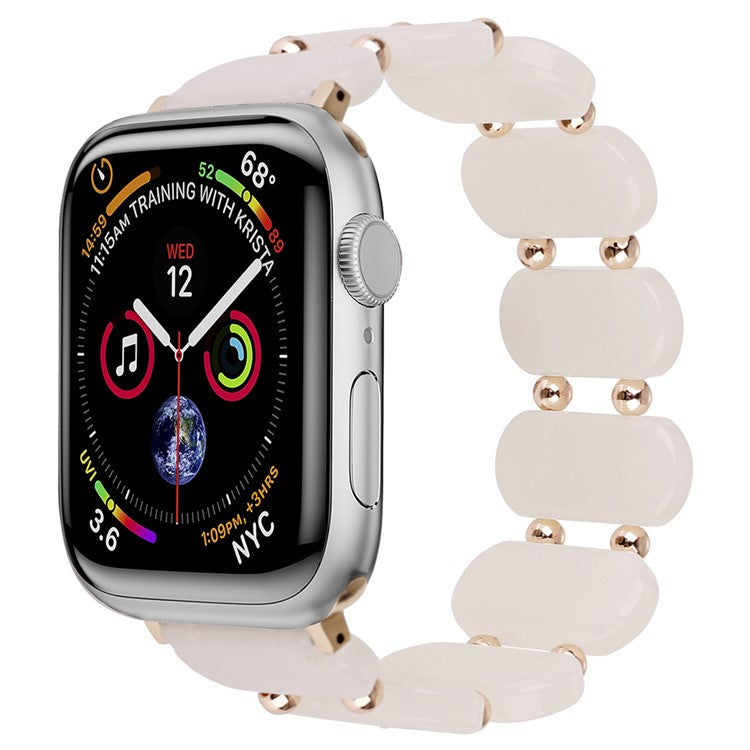 For Apple Watch Series 10 46mm / Ultra 2 Ultra 49mm /  Series 9 8 7 45mm / 6 5 4 SE (2023) SE (2022) SE 44mm / 3 2 1 42mm Elastic Resin Watch Band - Light Pink