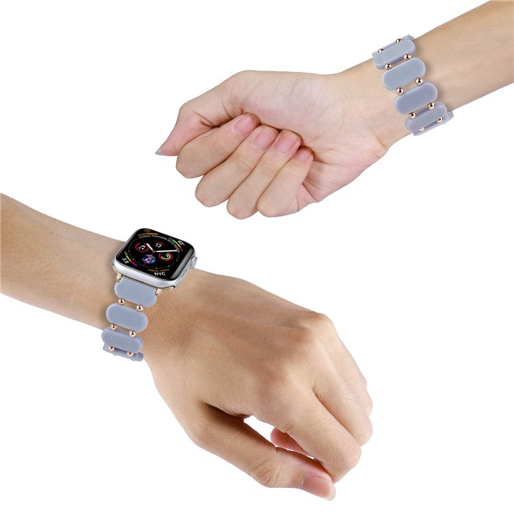 For Apple Watch Series 10 46mm / Ultra 2 Ultra 49mm /  Series 9 8 7 45mm / 6 5 4 SE (2023) SE (2022) SE 44mm / 3 2 1 42mm Elastic Resin Watch Band - Blue