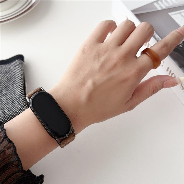 For Xiaomi Smart Band 9 NFC / 9 / 8 NFC / 8 Smartwatch Strap Adjustable Canvas Watch Band - Dark Brown