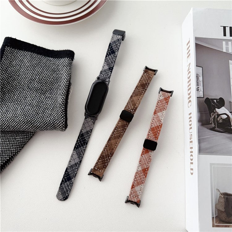 For Xiaomi Smart Band 9 NFC / 9 / 8 NFC / 8 Smartwatch Strap Adjustable Canvas Watch Band - Dark Brown