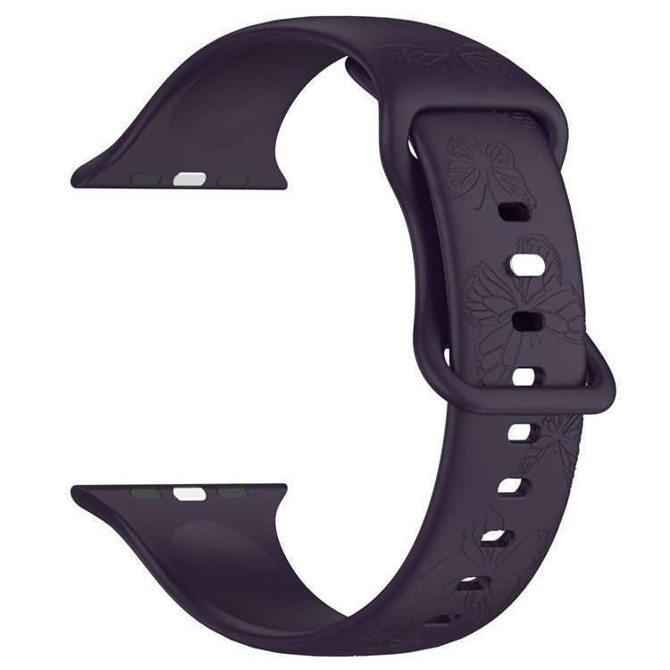 Watch Strap for Apple Watch Series 10 42mm / 9 8 7 41mm / SE (2023) SE (2022) SE 6 5 4 40mm / 3 2 1 38mm Butterfly Silicone Watch Band - Dark Cherry