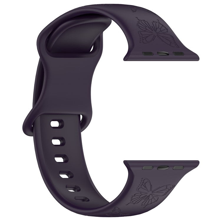 Watch Strap for Apple Watch Series 10 42mm / 9 8 7 41mm / SE (2023) SE (2022) SE 6 5 4 40mm / 3 2 1 38mm Butterfly Silicone Watch Band - Dark Cherry