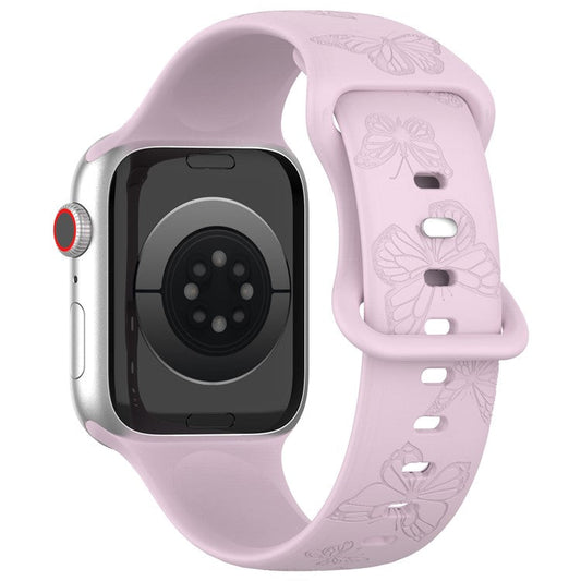 Watch Strap for Apple Watch Series 10 42mm / 9 8 7 41mm / SE (2023) SE (2022) SE 6 5 4 40mm / 3 2 1 38mm Butterfly Silicone Watch Band - Lavender