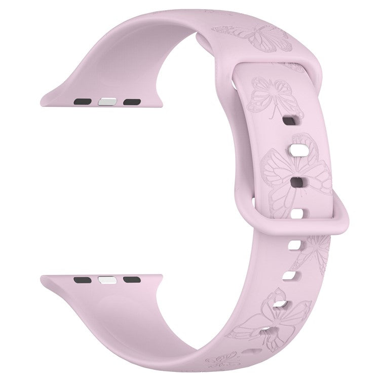 Watch Strap for Apple Watch Series 10 42mm / 9 8 7 41mm / SE (2023) SE (2022) SE 6 5 4 40mm / 3 2 1 38mm Butterfly Silicone Watch Band - Lavender