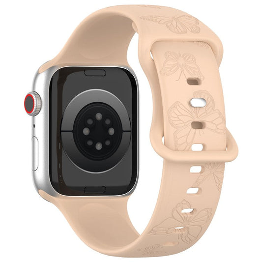 For Apple Watch Series 10 46mm / Ultra 2 Ultra 49mm /  Series 9 8 7 45mm / 6 5 4 SE (2023) SE (2022) SE 44mm / 3 2 1 42mm Watch Strap Silicone Band - Milk Tea