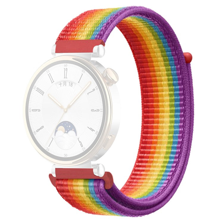 For Huawei Watch GT 4 41mm / Garmin Venu 3S Watch Band 18mm Nylon Loop Adjustable Wrist Strap - Rainbow