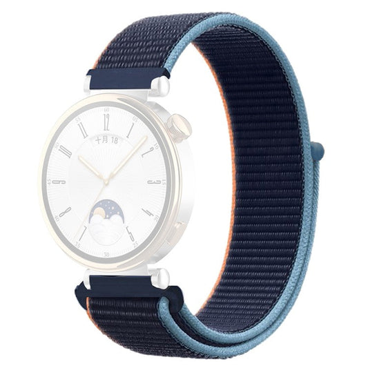 For Huawei Watch GT 4 41mm / Garmin Venu 3S Watch Band 18mm Nylon Loop Adjustable Wrist Strap - Dark Navy Blue+Blue