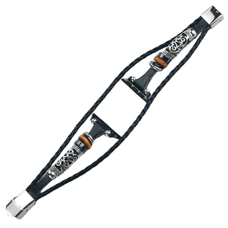 For Apple Watch Series 10 46mm / Ultra 2 Ultra 49mm /  Series 9 8 7 45mm / 6 5 4 SE (2023) SE (2022) SE 44mm / 3 2 1 42mm Watch Band Ethnic Watch Strap - Black