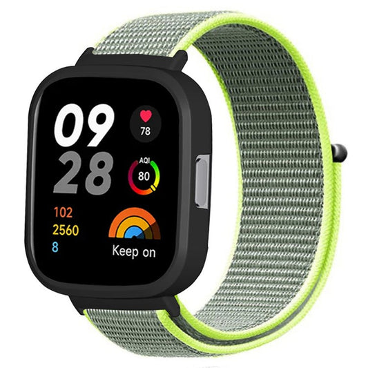 For Xiaomi Redmi Watch 3 Nylon Watch Band Adjustable Wrist Strap with Watch Case - Bright Yellow