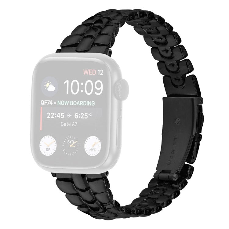 For Apple Watch Series 10 46mm / Ultra 2 Ultra 49mm /  Series 9 8 7 45mm / 6 5 4 SE (2023) SE (2022) SE 44mm / 3 2 1 42mm Metal Watch Strap - Black