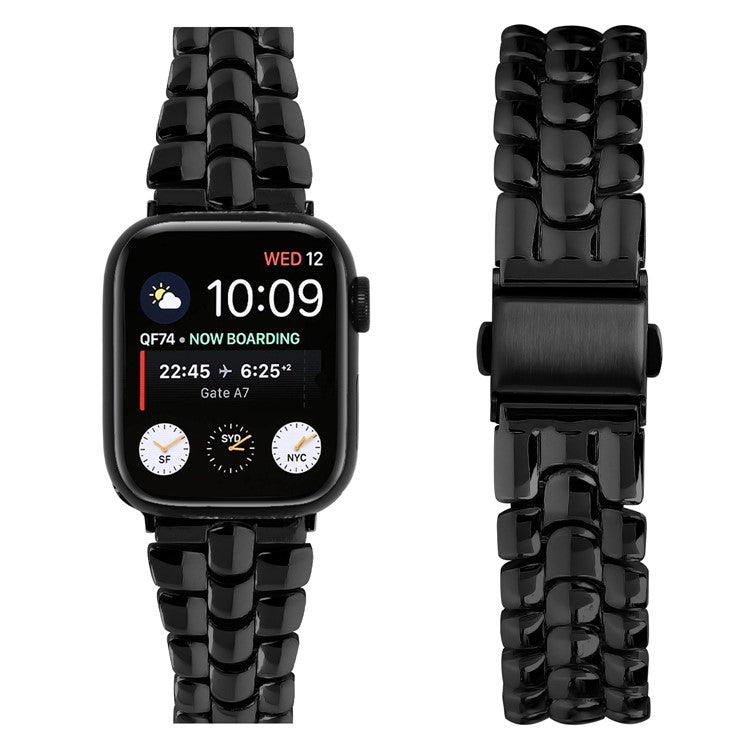 For Apple Watch Series 10 46mm / Ultra 2 Ultra 49mm /  Series 9 8 7 45mm / 6 5 4 SE (2023) SE (2022) SE 44mm / 3 2 1 42mm Metal Watch Strap - Black