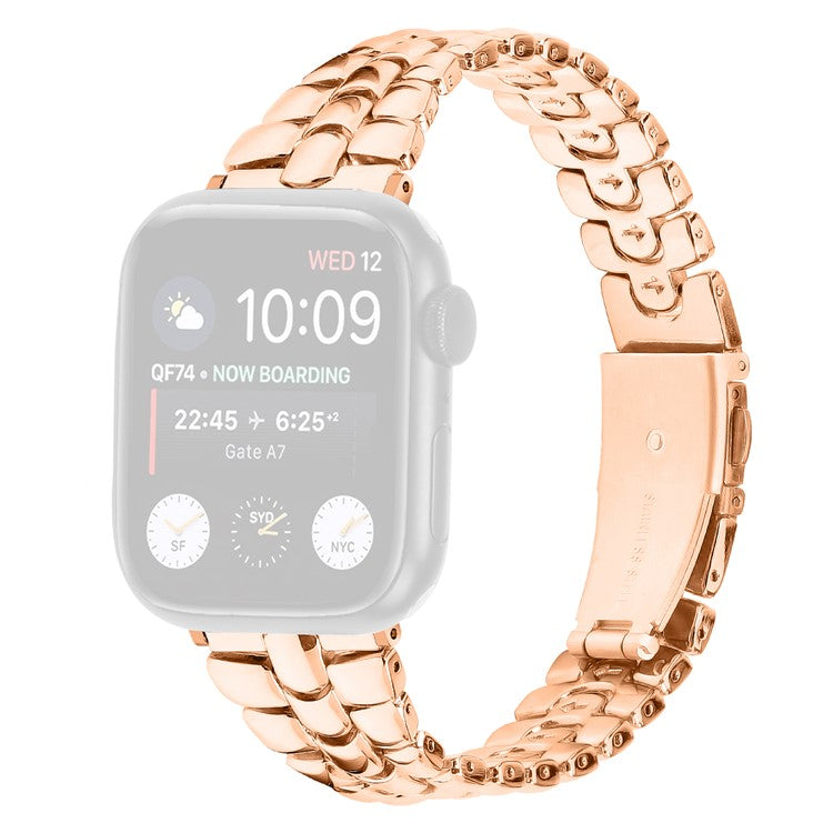 For Apple Watch Series 10 46mm / Ultra 2 Ultra 49mm /  Series 9 8 7 45mm / 6 5 4 SE (2023) SE (2022) SE 44mm / 3 2 1 42mm Metal Watch Strap - Rose Gold