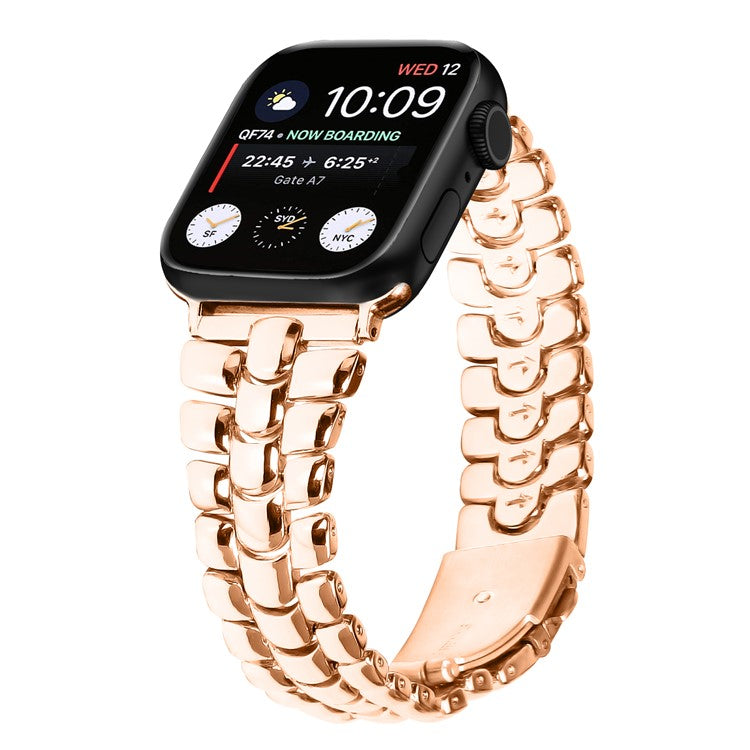 For Apple Watch Series 10 46mm / Ultra 2 Ultra 49mm /  Series 9 8 7 45mm / 6 5 4 SE (2023) SE (2022) SE 44mm / 3 2 1 42mm Metal Watch Strap - Rose Gold