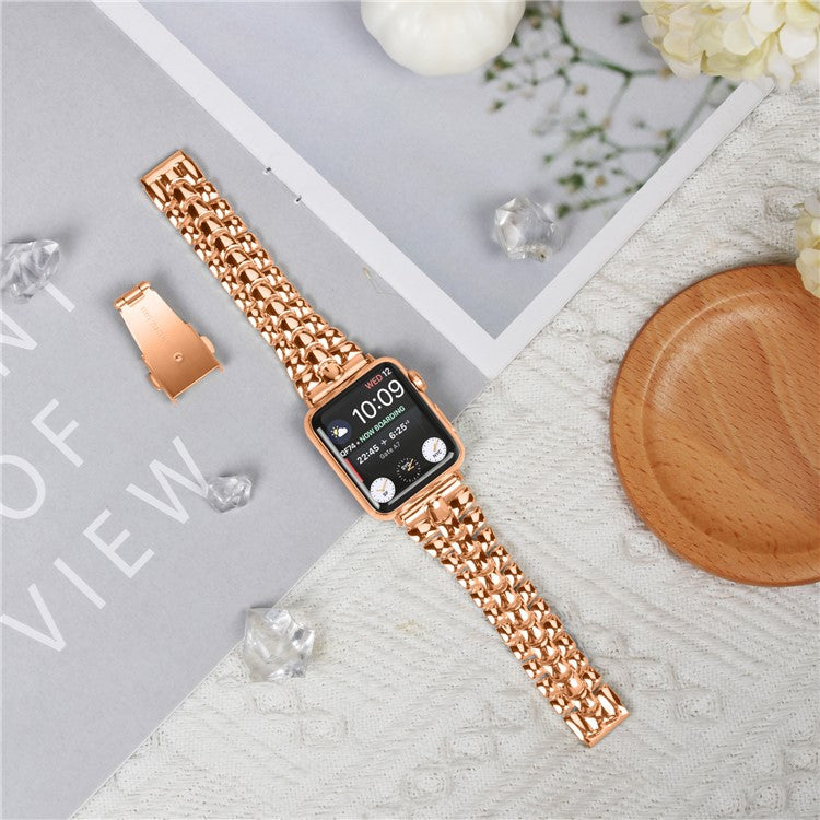 For Apple Watch Series 10 46mm / Ultra 2 Ultra 49mm /  Series 9 8 7 45mm / 6 5 4 SE (2023) SE (2022) SE 44mm / 3 2 1 42mm Metal Watch Strap - Rose Gold