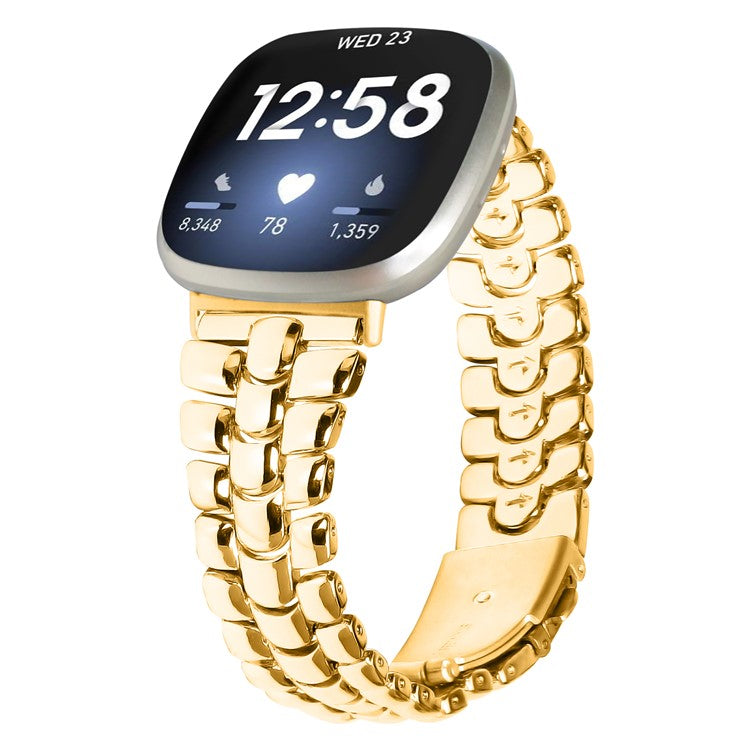 For Fitbit Versa 3 / Sense Replacement Strap Stylish Alloy Smart Watch Band - Gold