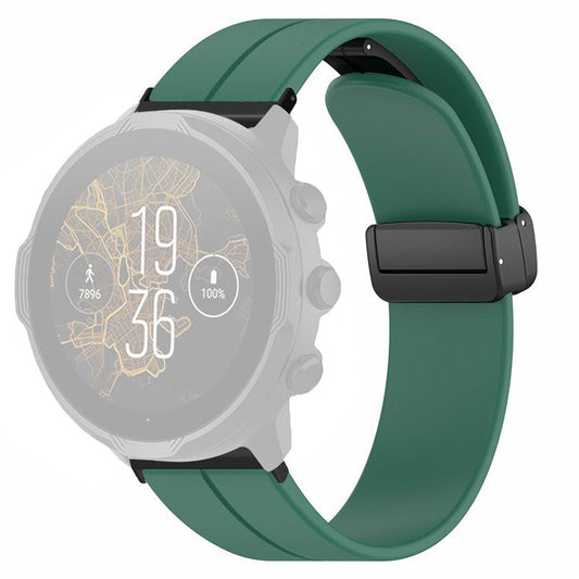 For Suunto Spartan Sport Wrist HR Baro / Suunto 7 Strap 24mm Silicone Watch Band (Thick Spring Bar) - Army Green