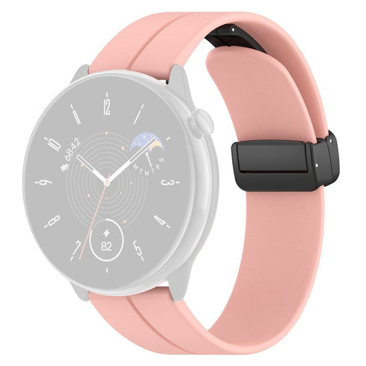 For Huami Amazfit GTR Mini / GTS 4 / 3 / 2 / Bip 3 Watch Band Magnetic Folding Buckle 20mm Silicone Strap - Pink
