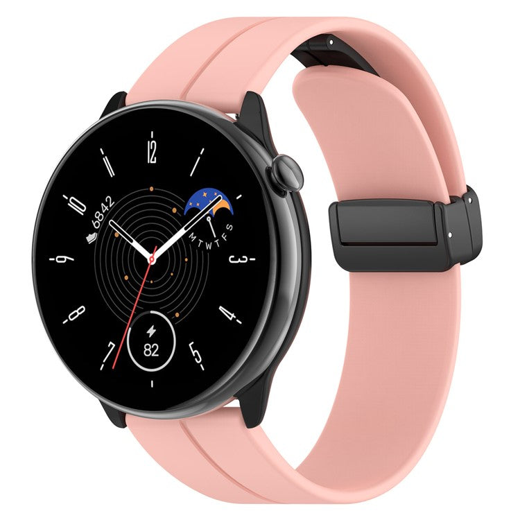 For Huami Amazfit GTR Mini / GTS 4 / 3 / 2 / Bip 3 Watch Band Magnetic Folding Buckle 20mm Silicone Strap - Pink
