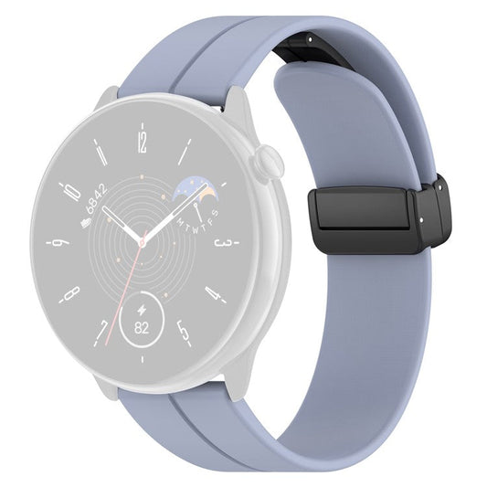 For Huami Amazfit GTR Mini / GTS 4 / 3 / 2 / Bip 3 Watch Band Magnetic Folding Buckle 20mm Silicone Strap - Lavender Grey