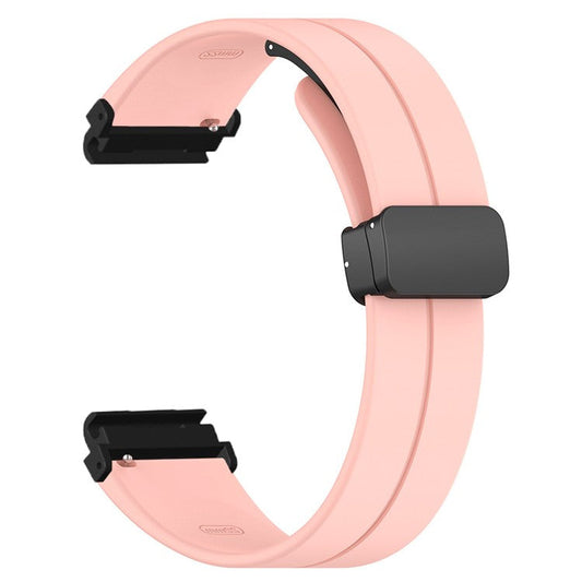 For Garmin Fenix 7 / 6 / 5 / Huami Amazfit Falcon Silicone Watch Band Magnetic Buckle Strap with 22mm PC Connector - Pink