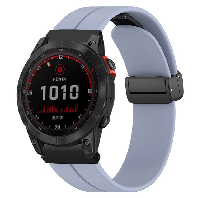 For Garmin Fenix 7 / 6 / 5 / Huami Amazfit Falcon Silicone Watch Band Magnetic Buckle Strap with 22mm PC Connector - Lavender Grey