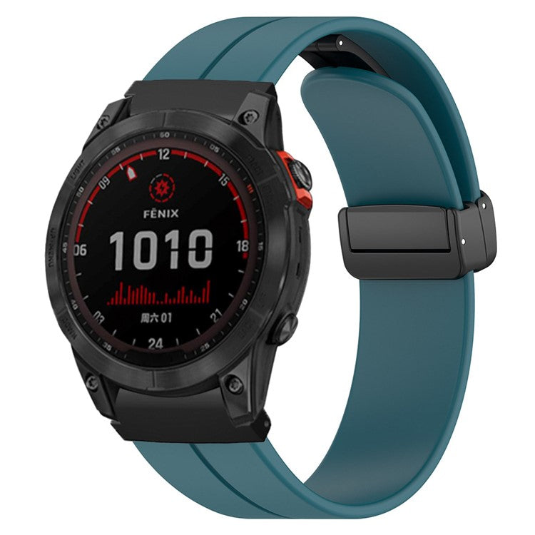 For Garmin Fenix 7 / 6 / 5 / Huami Amazfit Falcon Silicone Watch Band Magnetic Buckle Strap with 22mm PC Connector - Rock Cyan