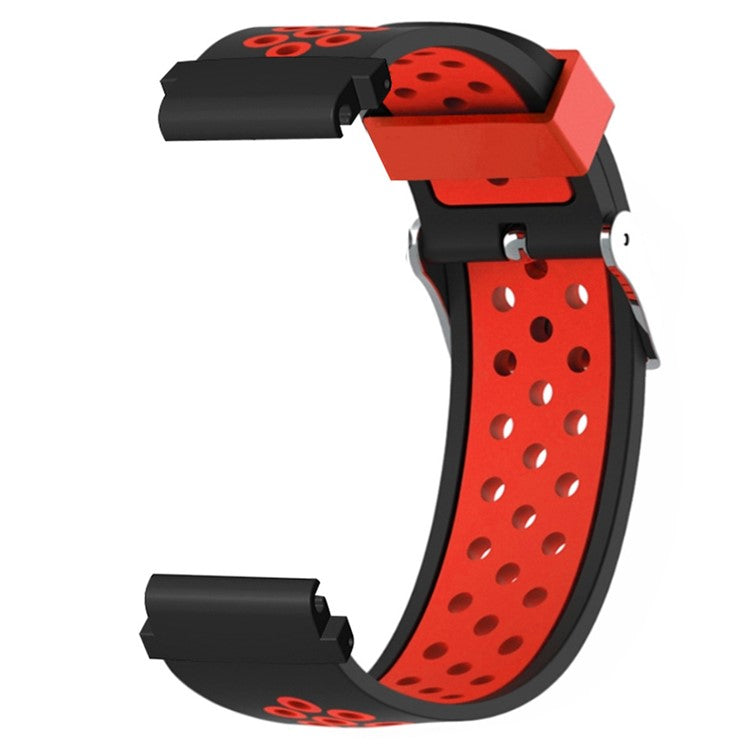 For Huami Amazfit Falcon / Garmin Fenix 7 / 6 / 5 Dual Color Watch Band Silicone Strap with 22mm PC Connector - Black+Red