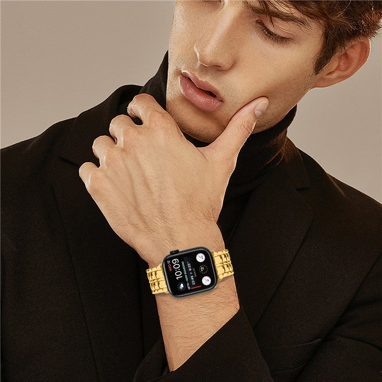 For Apple Watch Series 10 46mm / Ultra 2 Ultra 49mm /  Series 9 8 7 45mm / 6 5 4 SE (2023) SE (2022) SE 44mm / 3 2 1 42mm Metal Watch Band Wrist Strap - Gold