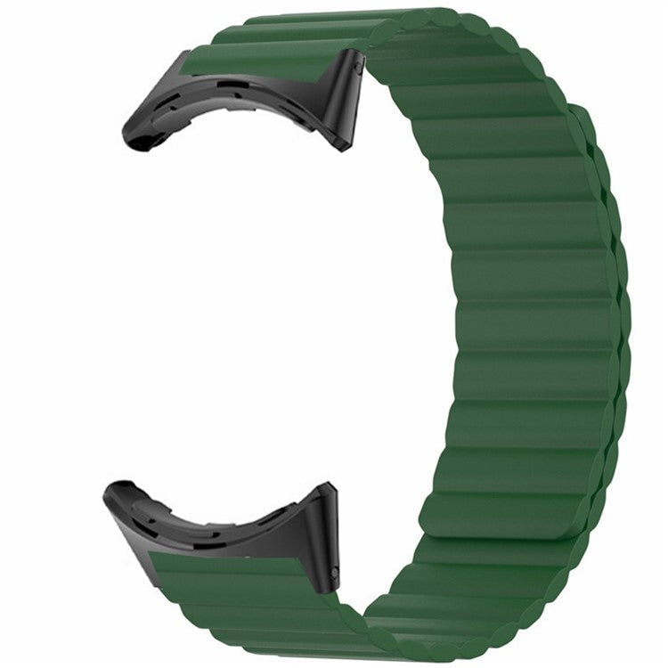 For Google Pixel Watch / Pixel Watch 2 Magnetic Watch Band Adjustable Silicone Wrist Strap - Army+Green