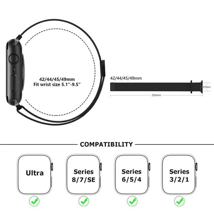 KALEBOL KLB-ML-001 For Apple Watch Series 10 46mm / Ultra 2 Ultra 49mm /  Series 9 8 7 45mm / 6 5 4 SE (2023) SE (2022) SE 44mm / 3 2 1 42mm Watch Strap - Gold