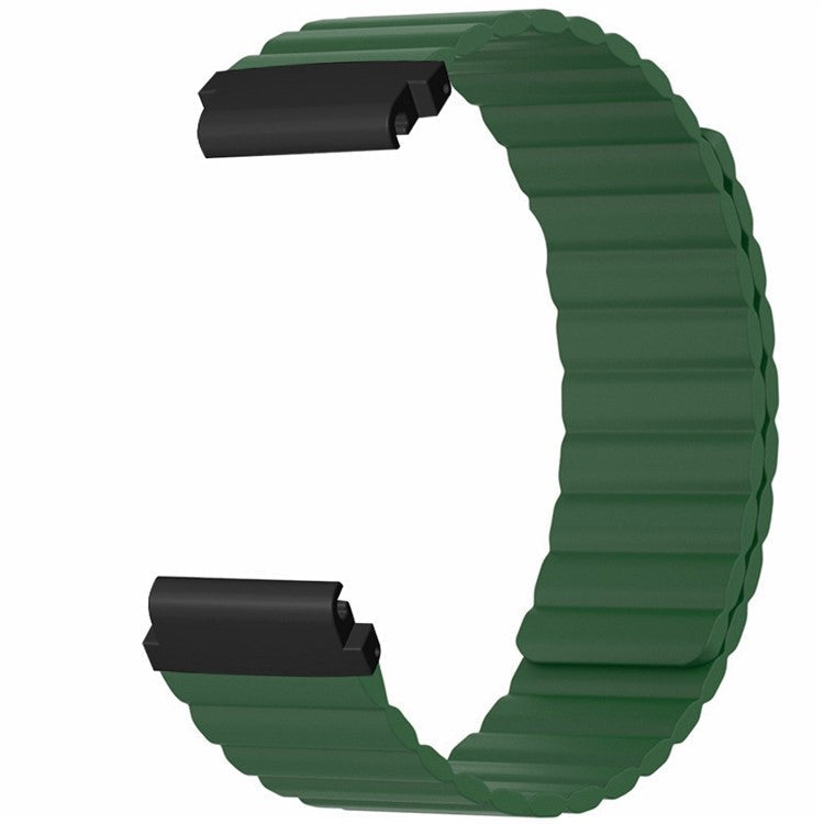For Huami Amazfit Falcon / Garmin Fenix 7 / 6 / 5 Magnetic Watch Band Silicone Replacement Strap with 22mm PC Connector - Army Green