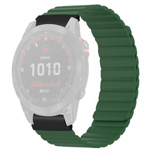 For Garmin Fenix 7S / 6S / 5S Watch Band Replacement Magnetic Silicone Strap with 20mm PC Connector - Army Green
