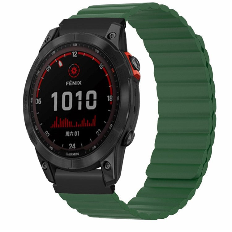 For Garmin Fenix 7S / 6S / 5S Watch Band Replacement Magnetic Silicone Strap with 20mm PC Connector - Army Green