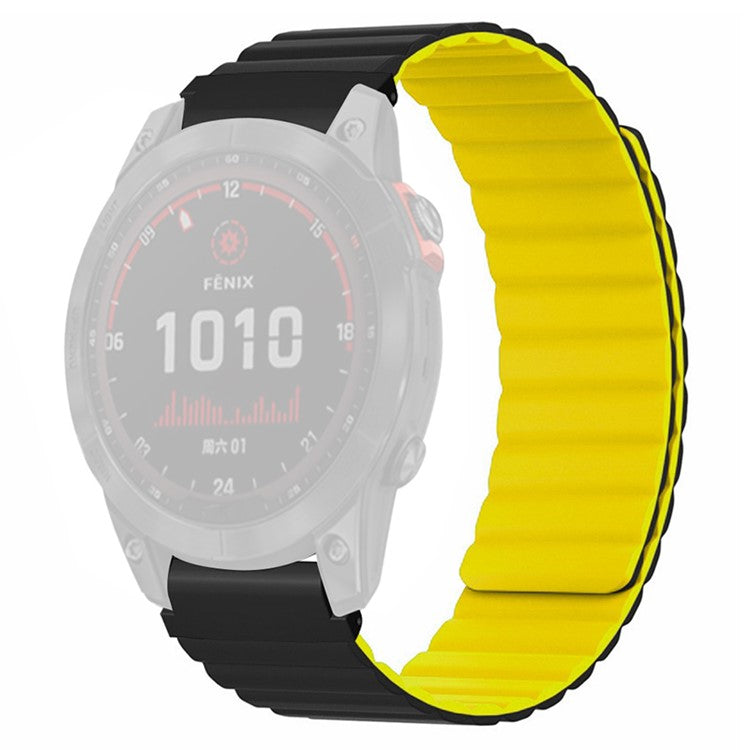 For Garmin Fenix 7S / 6S / 5S Watch Band Replacement Magnetic Silicone Strap with 20mm PC Connector - Black+Yellow